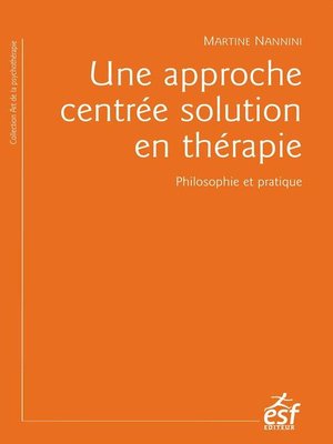 cover image of Une approche centrée solution en thérapie